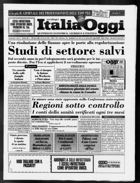 Italia oggi : quotidiano di economia finanza e politica